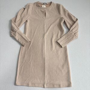 Walter Baker Rixa Dress Womens S Beige Minimalist Long Sleeve Party Comfort NWT